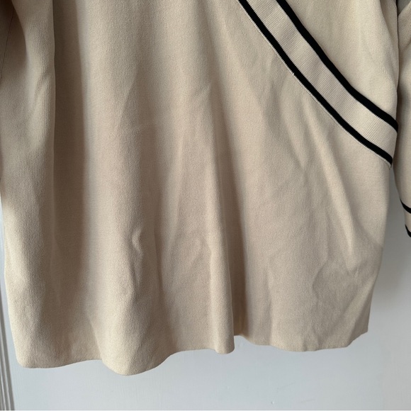 Cable And Gauge Sweater Womens 1X Tan Black 3 Quarter Sleeve - Picture 7 of 8
